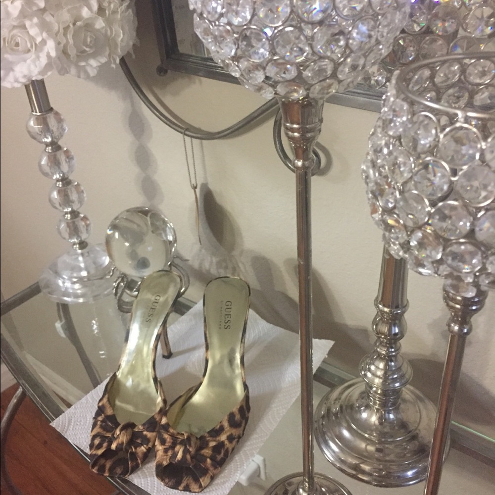 Guess Leopard Print Slides Heels Size 8